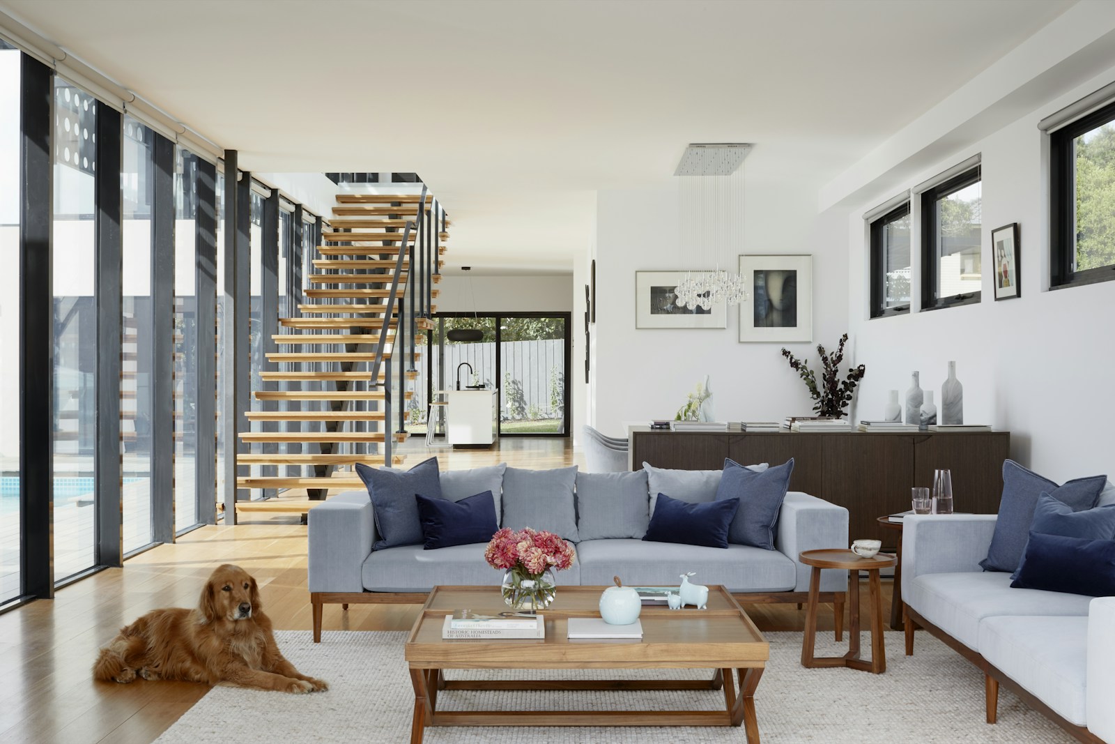 Warm contemporary apartment living room